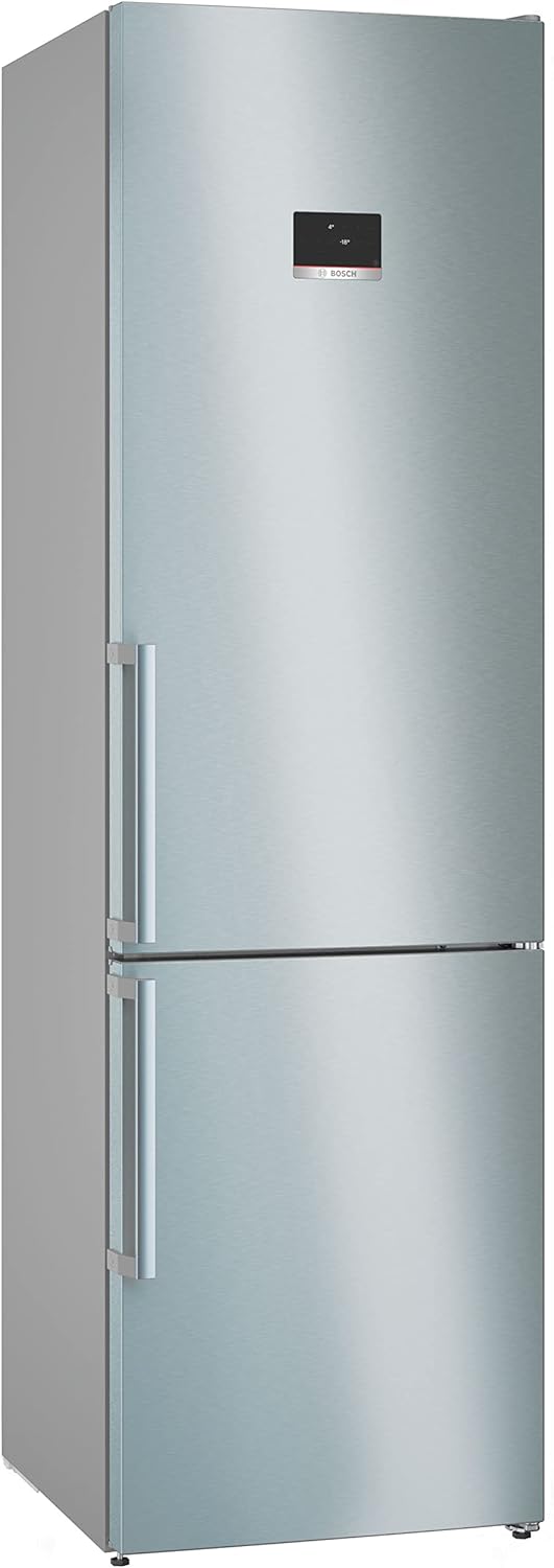 Bosch, Frigorífico combinado, KGN397ICT, 66,5 cm, 35 dB, 203 × 60 × 66,5 cm, Classe d, com iluminação LED, com gavetas, vidro, Prateado
