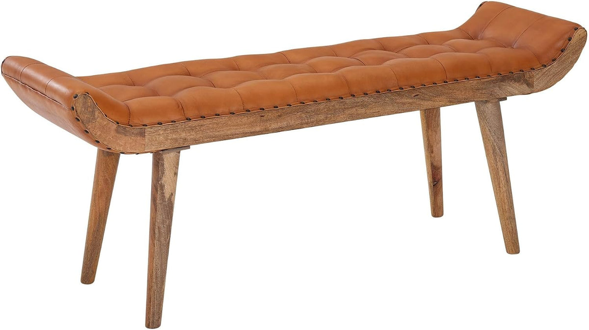 Caixa de arrumação, FineBuy Möbel zum Wohlfühlen, 125 × 38 × 50 cm, 125 cm, 50 cm, 38 cm, 10 cm, madeira, pele, Natural, para uso diário