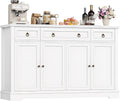 Aparador, FirFurd, Sideboard, 134 × 40cm, com gavetas, com prateleiras, com portas, Branco, para uso diário