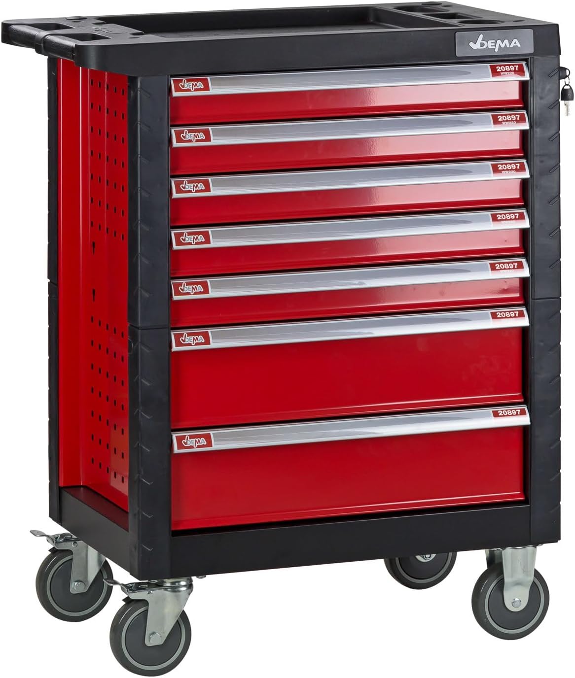 Armário para ferramentas, DEMA, Werkstattwagen, 49,8 kg, 7 × 3 cm, 53 × 39,5 × 6 cm, 53 × 39,5 × 14 cm, 125 × 30 mm, com rodas, com gavetas