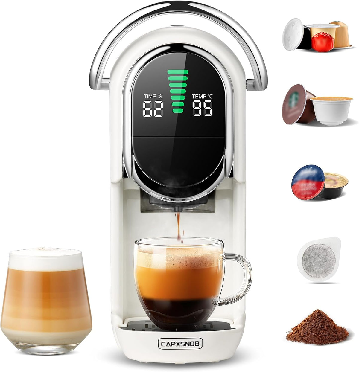 Máquina de café, CAPXSNOB, Magician1, 44 mm, 1450 W, com iluminação LED, Branco, para a cozinha