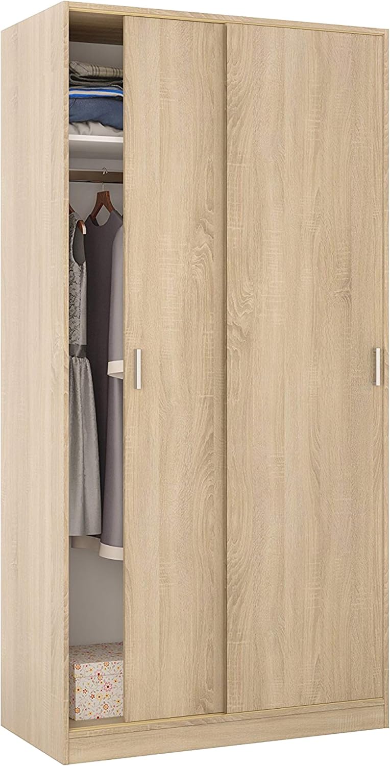 Roupeiro, Habitdesign, 200 cm, 100 cm, 50 cm, 40,5 cm, 45 cm, 8 Kg, com prateleiras, Carvalho, para o quarto