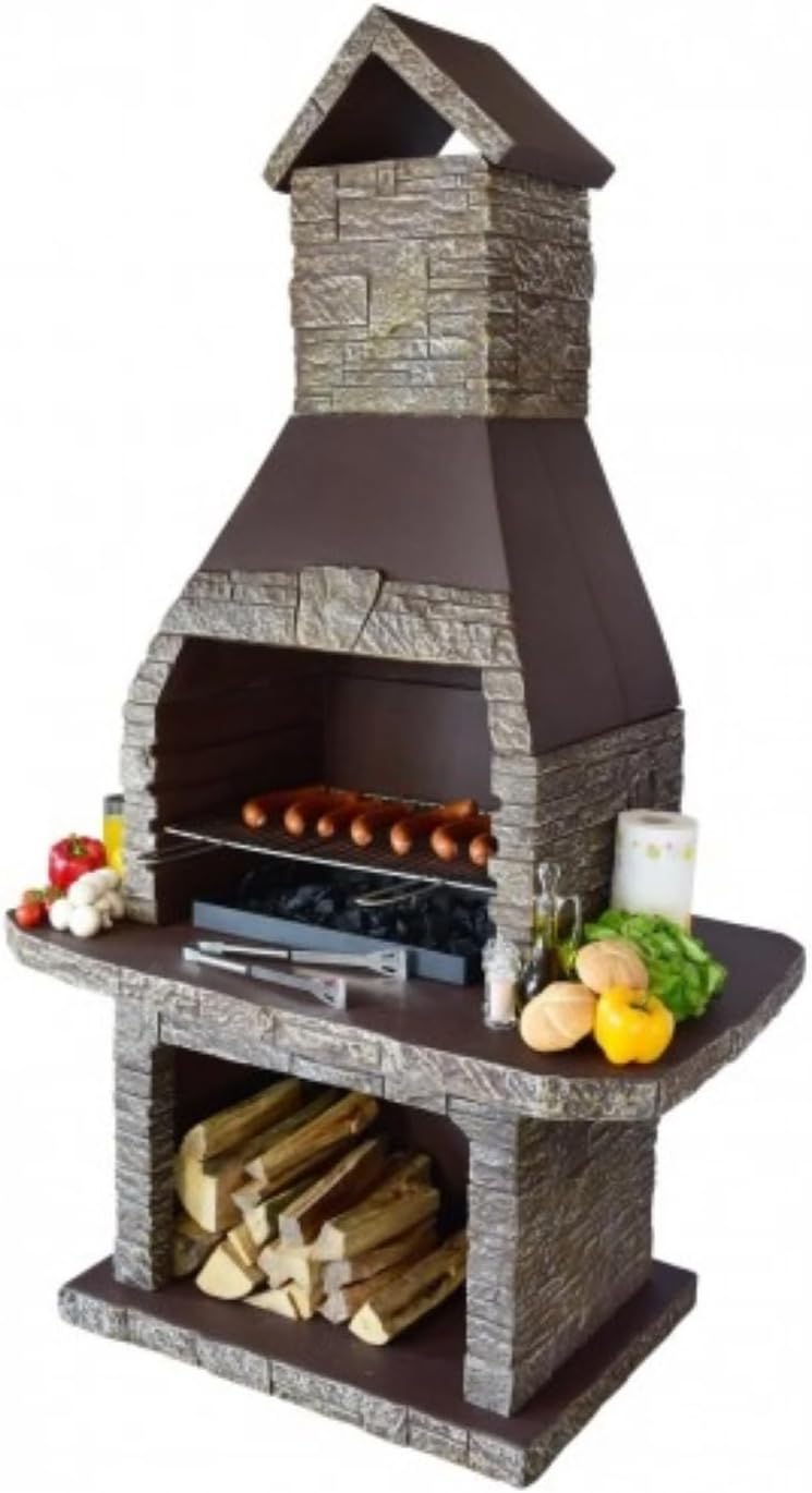 Grelhador a carvão, Generisch, C35/45, 40 cm, 75 cm, 61 × 40 cm, 120 × 202 × 75 cm, aço inoxidável, aço, Prateado, para utilização no exterior