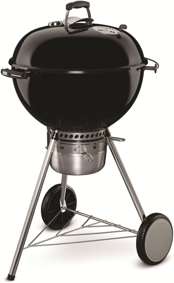 Grelhador a carvão, Weber, Master-Touch, 55,9 cm, dobrável, com rodas, madeira, Preto, para utilização no exterior