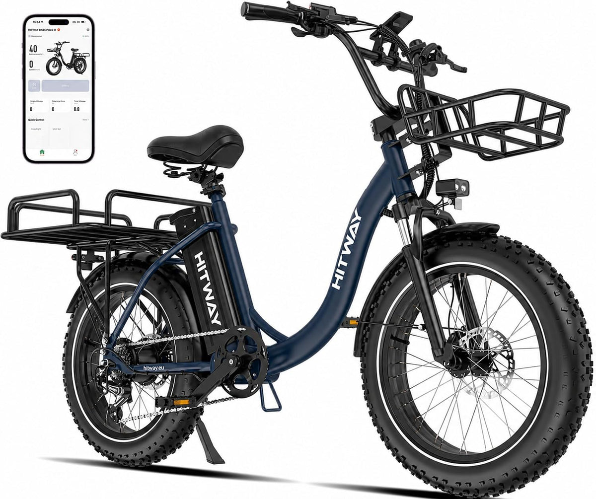 Bicicleta elétrica, HITWAY, E-Bike, 48V, 27Ah, 20', dobrável, aço, Mehrfarbig, para uso diário