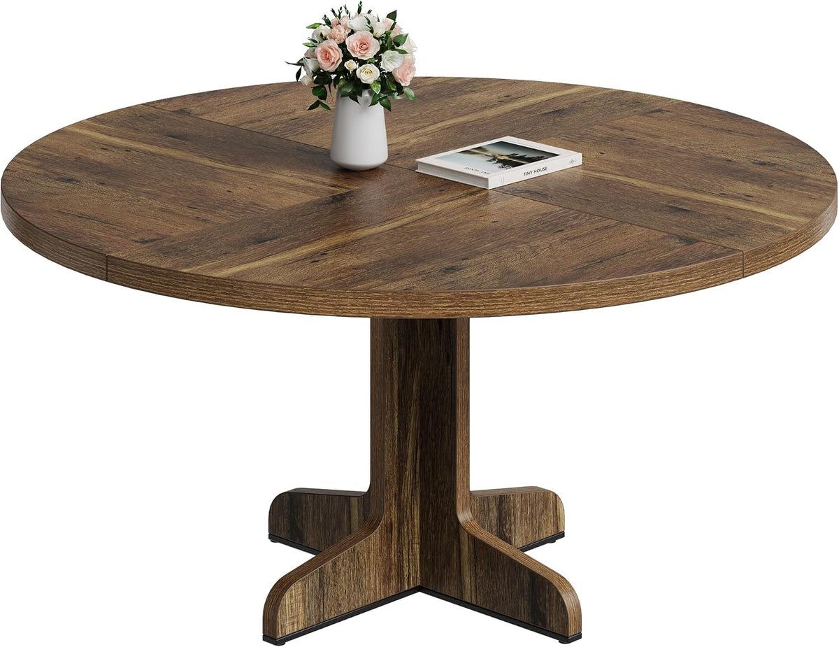 Mesa de jantar, OPULENTHOME, 120 cm, 76 cm, 3 cm, 136 kg, 1 cm, regulável, madeira, painel de madeira, Castanho, para uso diário