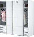 Roupeiro, HABITMOBEL, 60 cm, 200 cm, 150 cm, 10 Kg, com gavetas, com prateleiras, alumínio, Branco, para o quarto