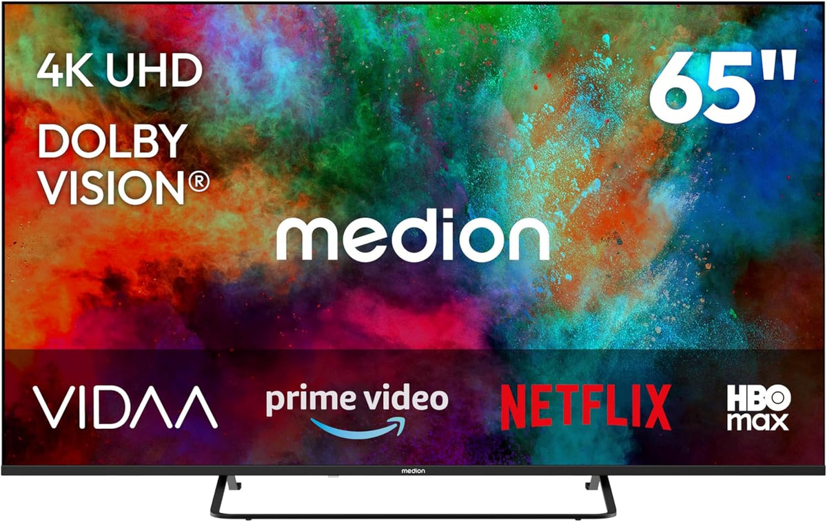 Televisor, MEDION, 163, 163,9 cm, 65 ', com comando à distância, com controlo por aplicação, Mehrfarbig, para uso diário
