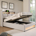 Cama, LAKFEW, Einzelbett, 90 × 200 cm, com iluminação LED, com comando à distância, sem colchão, madeira, Bege, para o quarto