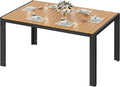 Mesa de jantar, LIFERUN, Gartentisch, 140 × 90cm, 100 kg, 140 × 90 × 75 cm, alumínio, madeira, Preto, para uso diário