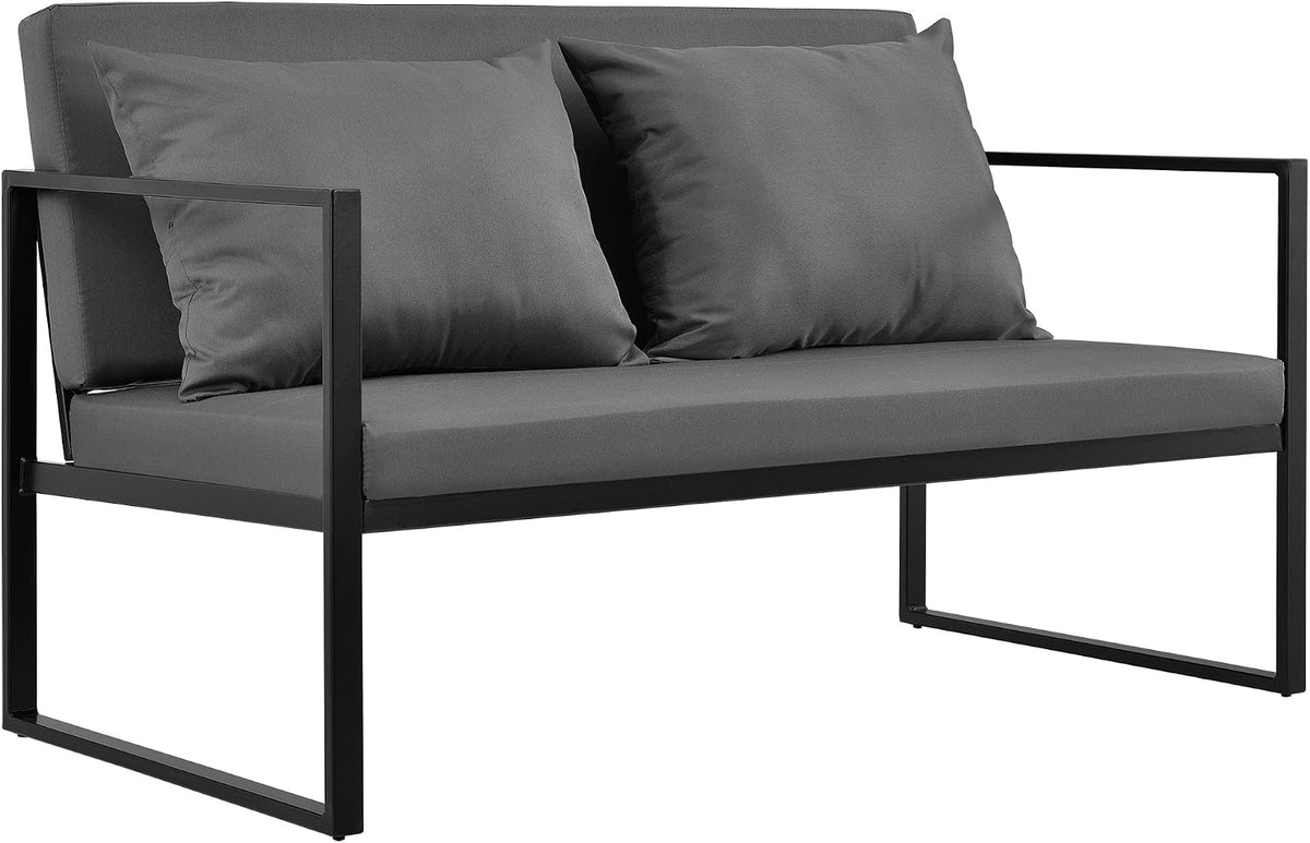 Sofá, casa.pro, Gartenbank, 60 cm, 70 × 114 × 60 cm, 35 cm, 6 cm, poliéster, tecido, Preto, para a sala