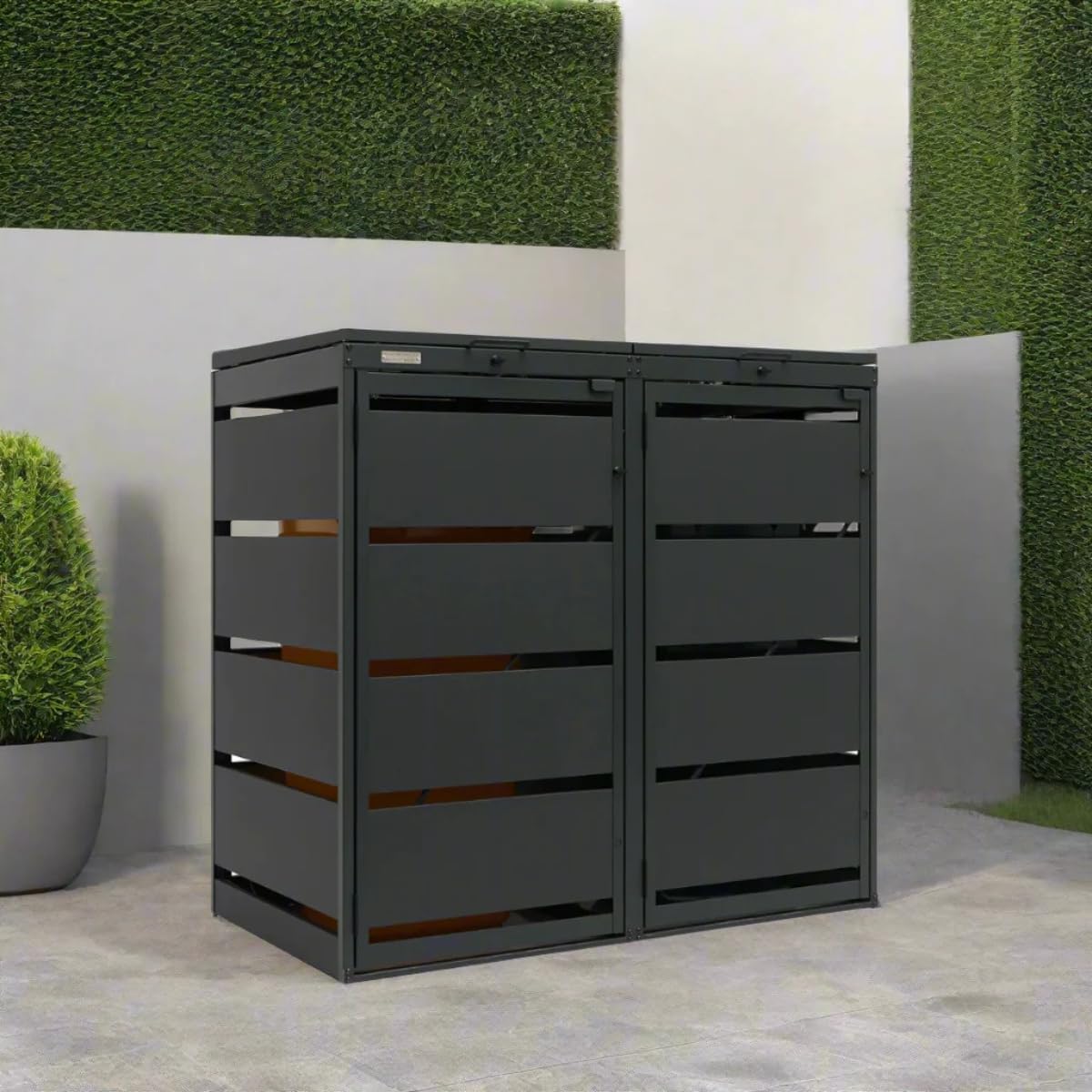 Abrigo para contentores, MY-MÜLLTONNE, 120L, 118 cm, 68 cm, 114 cm, 240L, aço inoxidável, aço, Prateado, para utilização no exterior