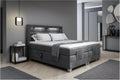 Cama box spring, MEBLINI, Boxspringbett, 5 cm, regulável, com iluminação LED, com portas, veludo, DunkelCinzento, para o quarto