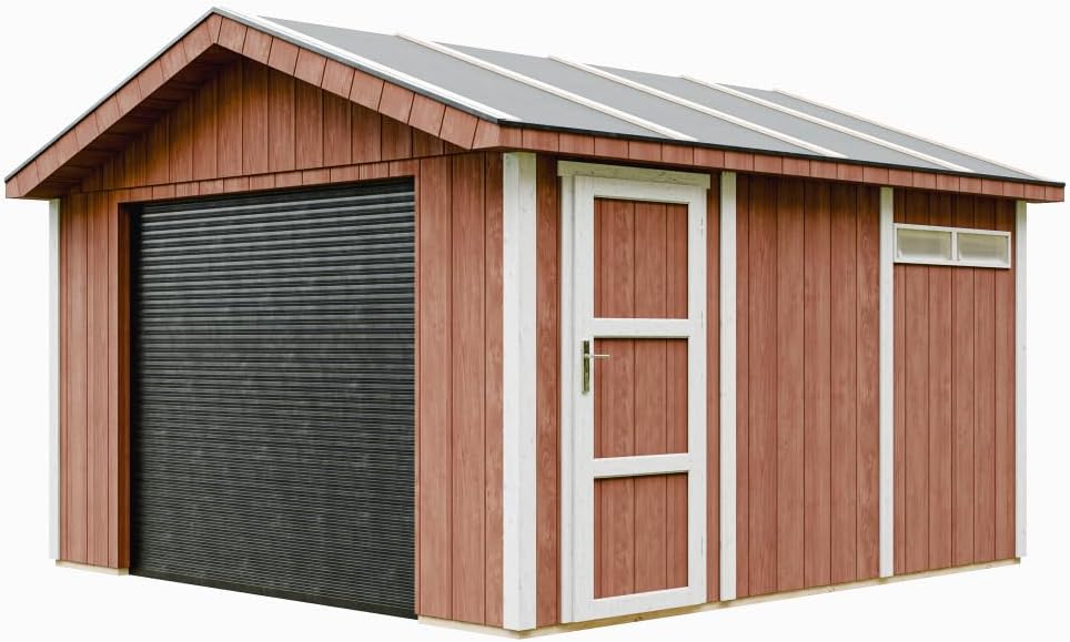 Abrigo de jardim, TIMBELA, M990B-REDWOOD, 30 mm, 120 kg, 10 mm, 60 × 30 mm, alumínio, madeira, Vermelho, para jardim e exterior