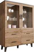 Vitrine, Mirjan24, 120 cm, 160 cm, 45 cm, com gavetas, com prateleiras, com portas, madeira, plástico, Preto, para uso diário