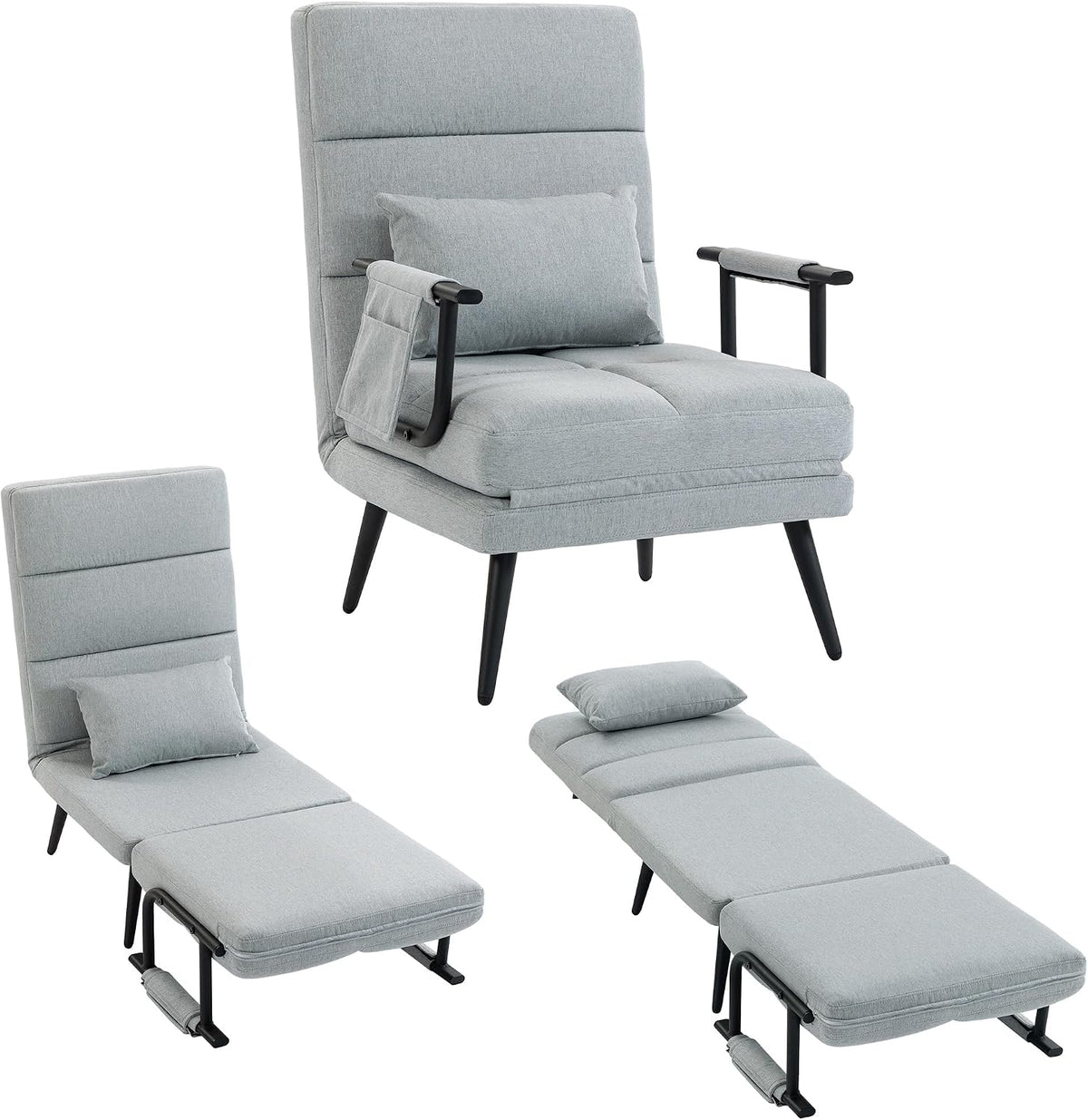 Poltrona, HOMCOM, 67 × 73 × 96 cm, 186 cm, 11 cm, 22 cm, 120 kg, tecido, Cinzento, para a sala