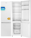 Frigorífico combinado, VOK, EVR-224DEW, 224 L, 170 cm, 54.5 cm, 39 dB, Classe E, com iluminação LED, com gavetas, com prateleiras, vidro, Branco