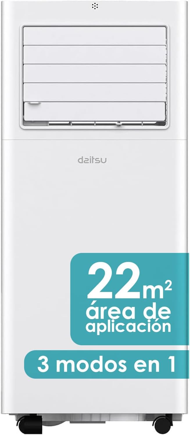 Ar condicionado portátil, Daitsu, APD09FX, com temporizador, com controlo por aplicação, com rodas, Multicolor, para uso diário