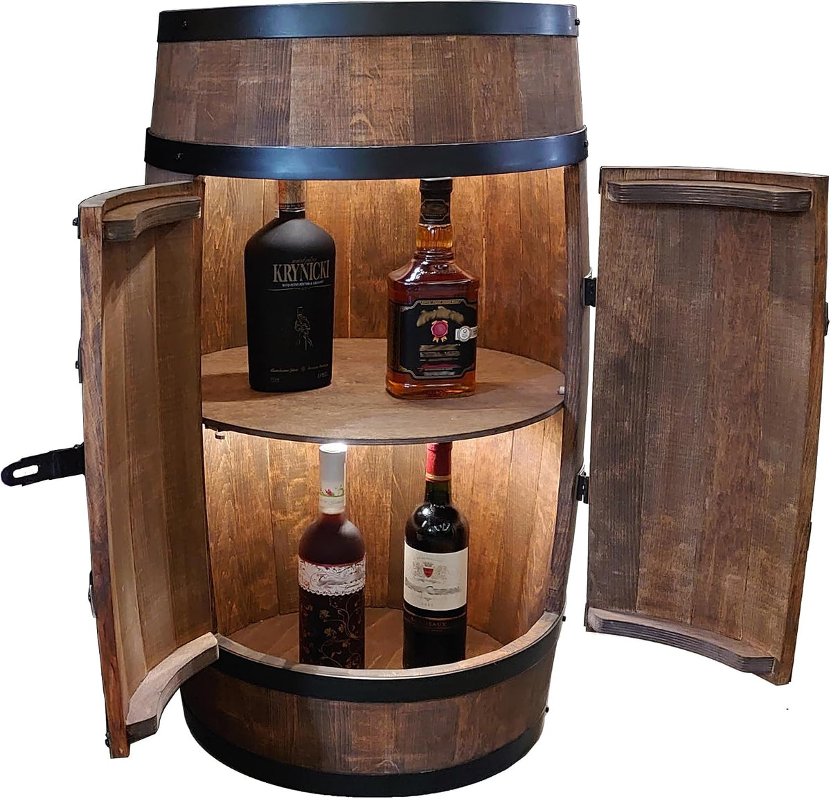 Garrafeira, CREATIVE COOPER, Weinregal, 80 cm, com iluminação LED, com portas, madeira, Natural, para uso diário