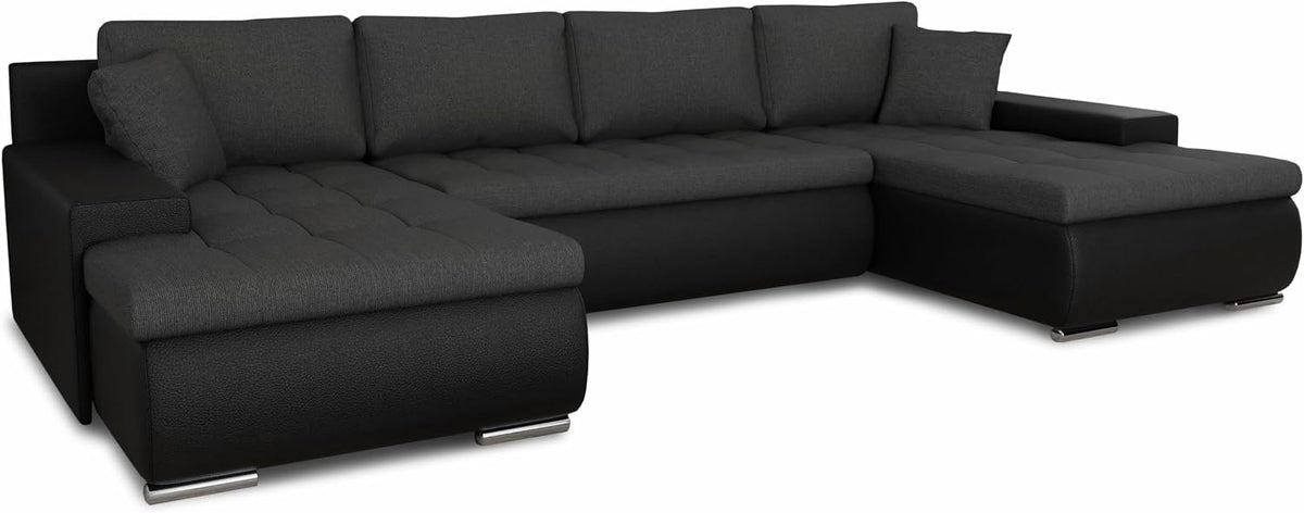 Sofá, Sofnet, Wohnlandschaft, 350 cm, 185 cm, 85 cm, 430 g, 300 × 140 cm, madeira, pele sintética, Preto, para a sala