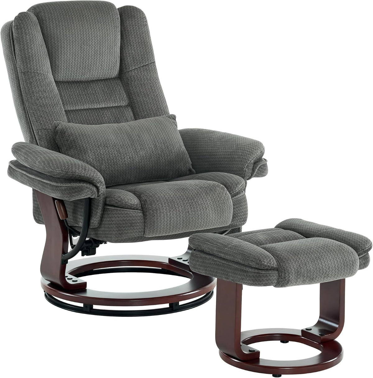 Poltrona, M MCombo, Relaxsessel, 120 kg, regulável, madeira, tecido, Cinzento, para a sala