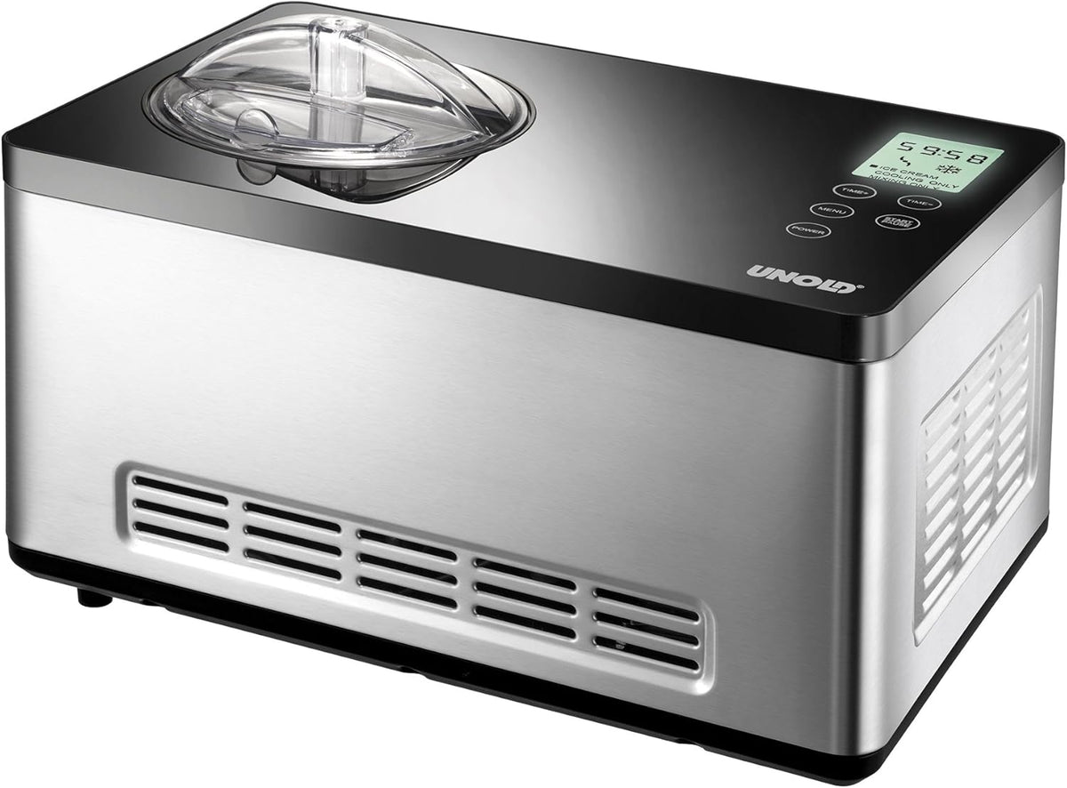 Máquina de gelados, Unold, 48845, 180 W, 2 L, 240 V, com temporizador, aço inoxidável, aço, Prateado, para uso diário