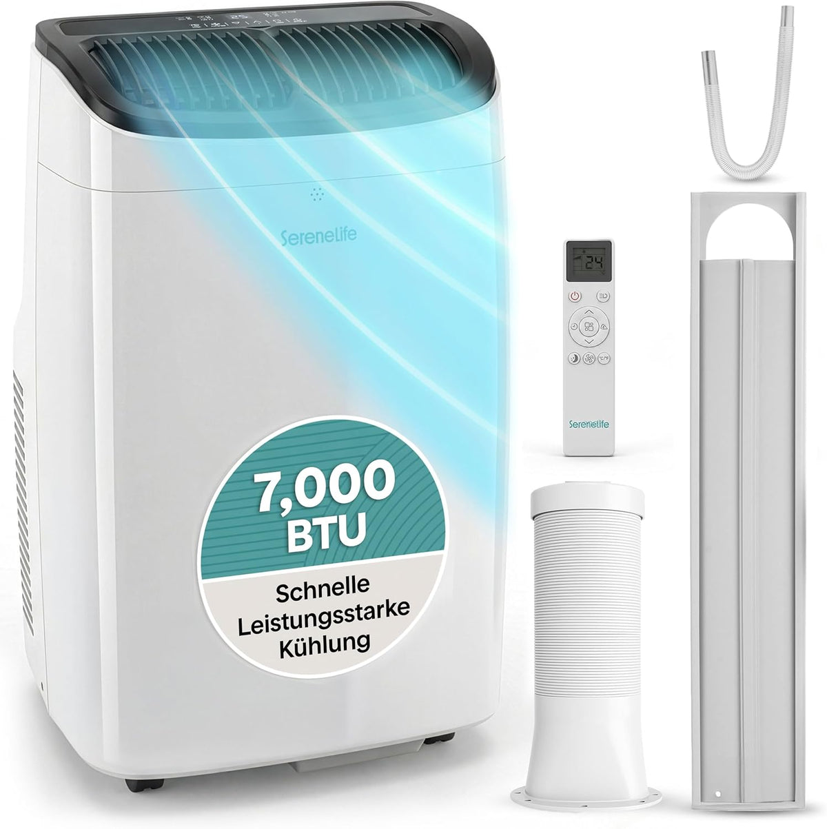 Ar condicionado portátil, SereneLife, Klimaanlage, 49 dB, 52 dB, com comando à distância, com temporizador, com rodas, Mehrfarbig, para uso diário