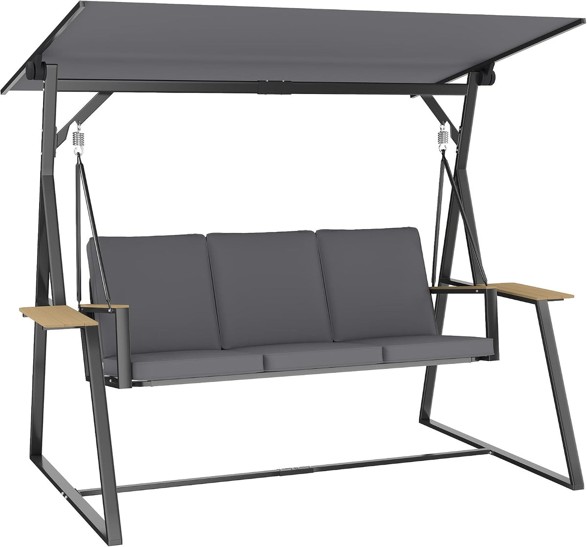Baloiço de jardim, Outsunny, UPF50, 222 × 131 × 175 cm, 150 cm, 360 kg, 180 g, poliéster, Cinzento, para jardim e exterior