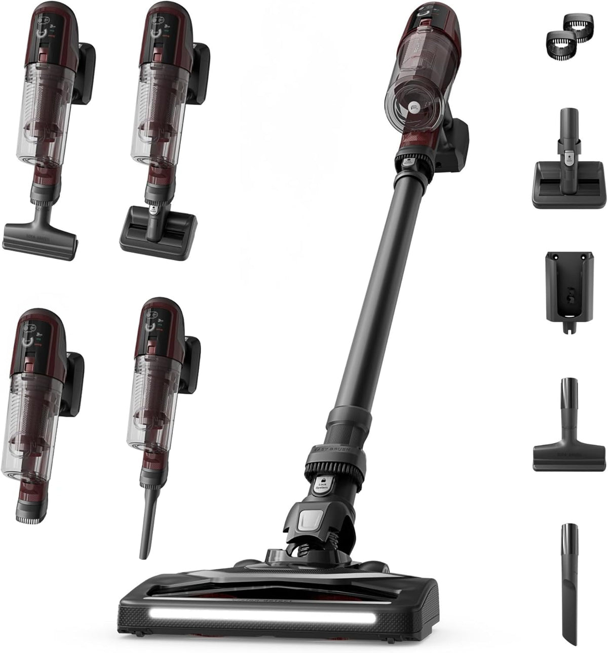 Aspirador vertical, Rowenta, 100 W, 5,8 kg, com iluminação LED, com prateleiras, Preto, para uso diário
