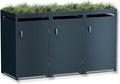Abrigo para contentores, Metzler, 240L, 80,00 cm, 112,50 kg, 204,00 × 124,20 × 80,00 cm, aço, Antracite, para utilização no exterior
