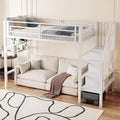 Cama, Kebnor, Hochbett, 200cm, com prateleiras, sem colchão, painel de madeira, Branco, para o quarto