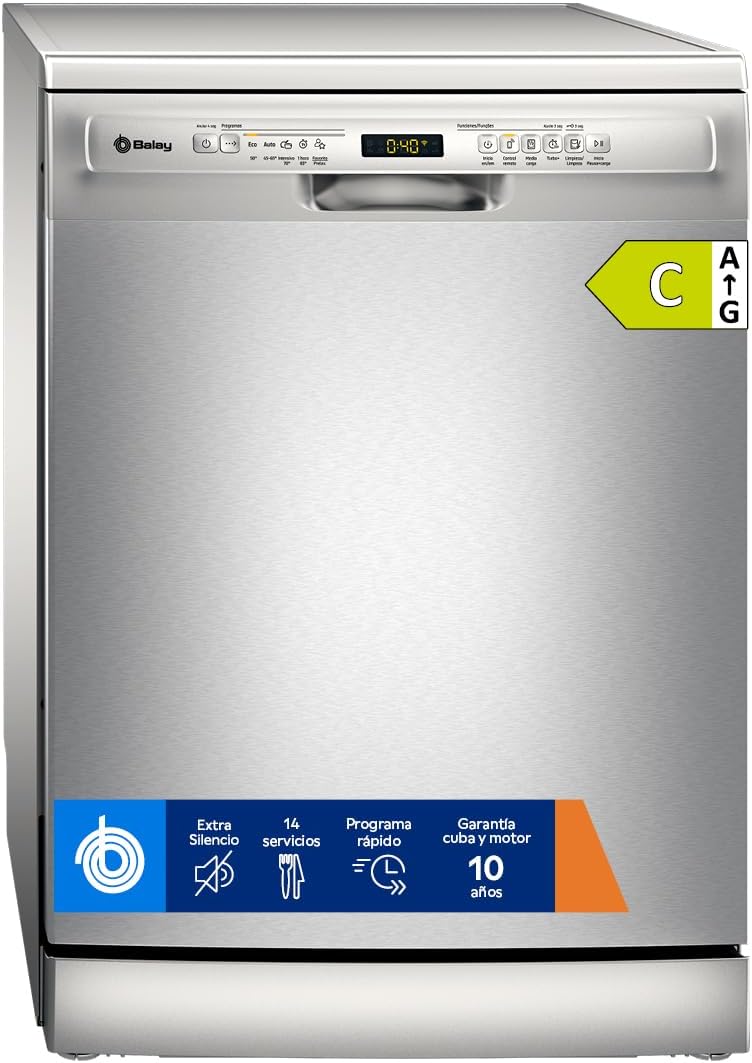 Máquina de lavar loiça, Balay, 3VS5332IP, 50,1 kg, regulável, com iluminação LED, com prateleiras, aço, Multicolor, para uso diário