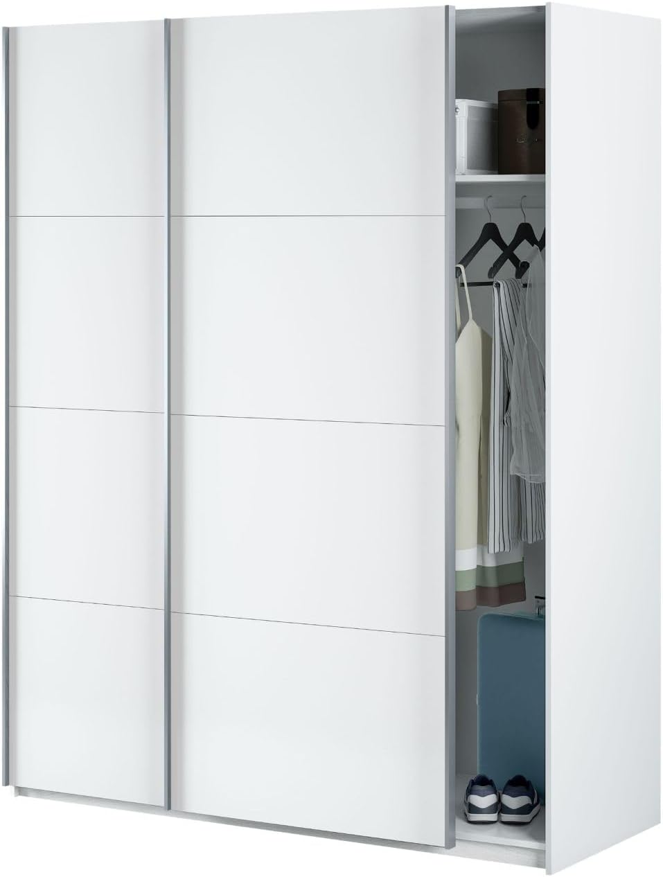 Roupeiro, Habitdesign, 200 cm, 150 cm, 60 cm, 8 Kg, 45 Kg, com prateleiras, Branco, para o quarto