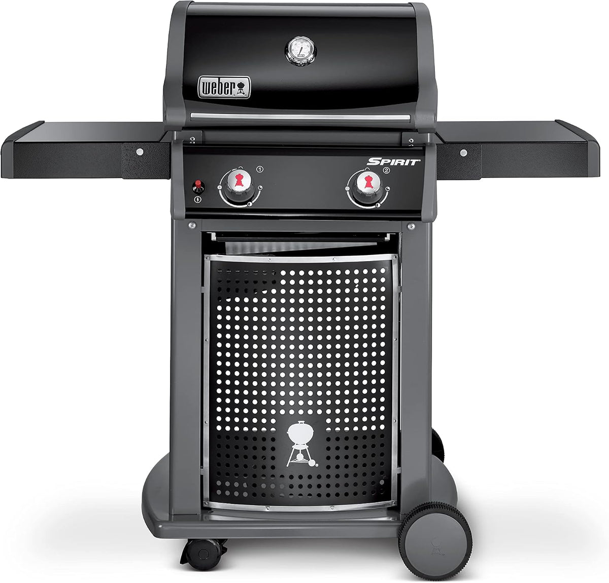 Grelhador a gás, Weber, Spirit, 46 cm, 51 × 46 cm, 210 l, dobrável, com rodas, aço inoxidável, aço, Preto / Prateado, para utilização no exterior
