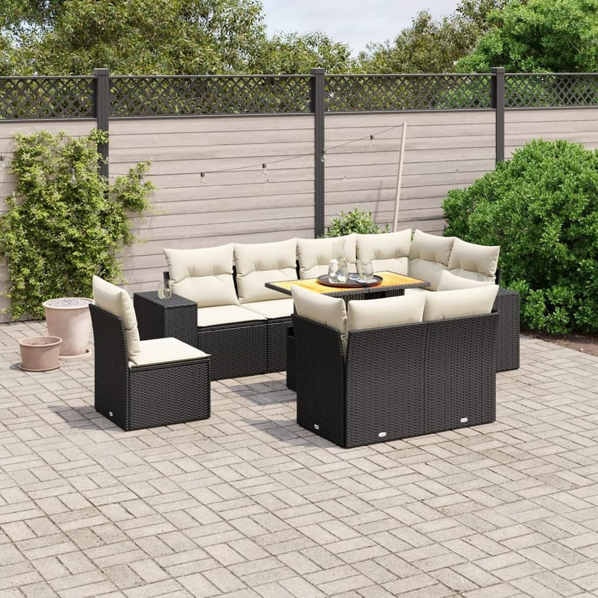 Conjunto de mobiliário de jardim, IKAYAA, 55 cm, 37 cm, 69 cm, 55 × 55 cm, 55 × 62 × 69 cm, 83 × 62 × 69 cm, aço, alumínio, Preto