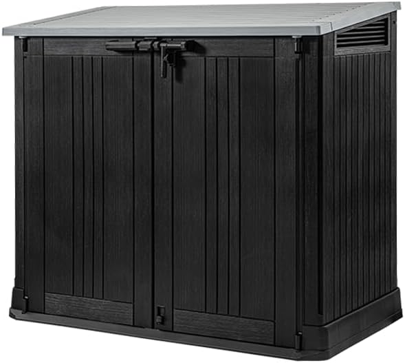 Abrigo de jardim, Keter, 880 L, 5 cm, com prateleiras, plástico, Cinzento, para jardim e exterior