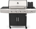 Grelhador a gás, EGLEMTEK, 16 kW, 42 cm, 67 × 42 cm, com prateleiras, com rodas, aço inoxidável, aço, Preto / Prateado, para jardim e exterior