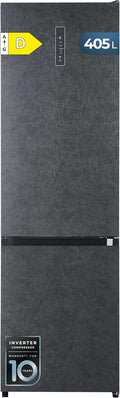 Cecotec, Frigorífico combinado, 405 L, 200 cm, 60 cm, Classe D, com iluminação LED, vidro, Cinzento, para uso diário