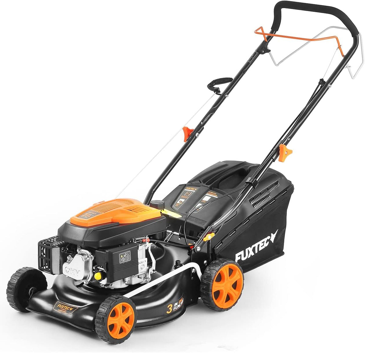 Corta-relva, FUXTEC, FX-RM4346, 43 cm, 40 L, com gavetas, com rodas, aço, Multicolor, para jardim e exterior