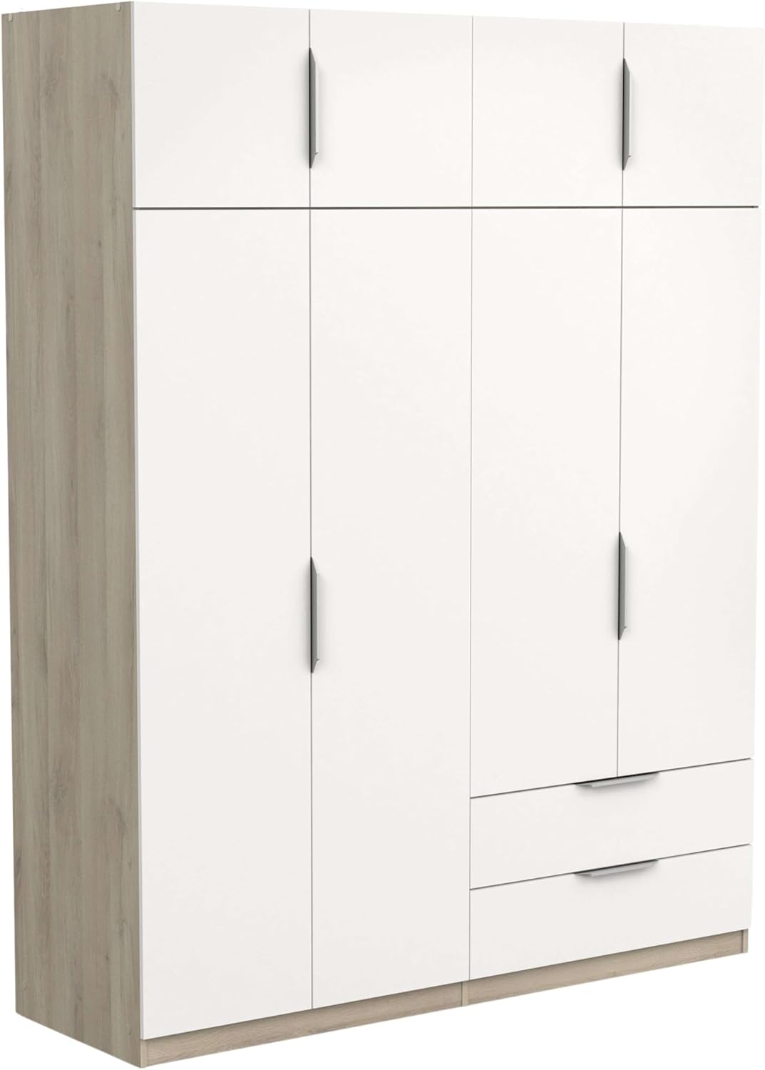 Roupeiro, Miroytengo, 158 × 51 cm, 157.3 cm, 203 cm, 51.1 cm, com gavetas, Branco, para o quarto