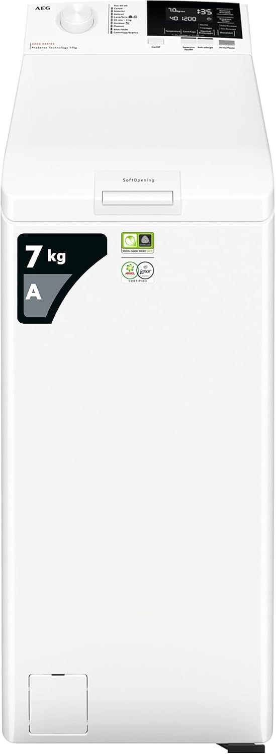 AEG, Máquina de lavar roupa, LTR6G37A, 7 kg, 59,3 kg, Classe A, com iluminação LED, Verde, para uso diário