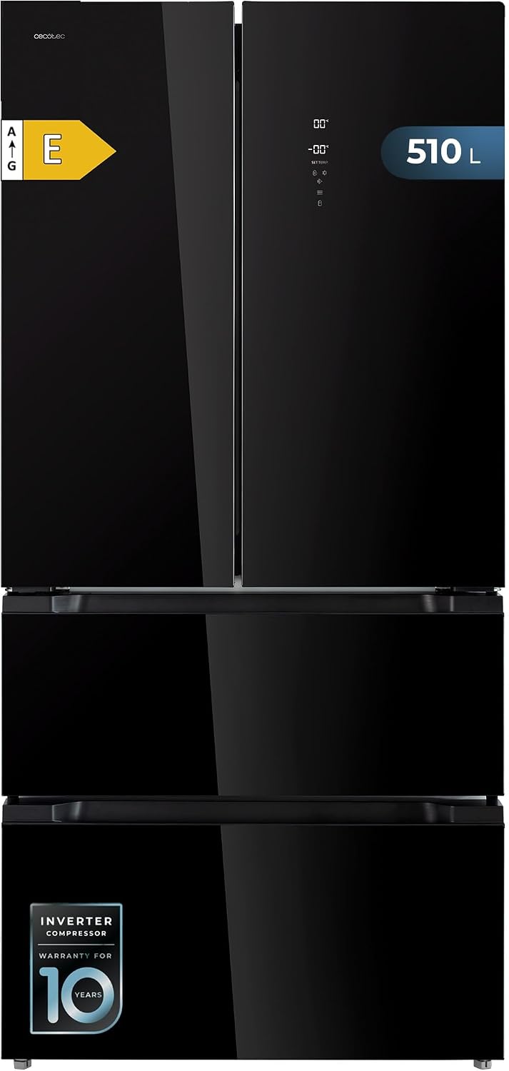 Cecotec, Frigorífico combinado, 510 L, 183 cm, 84 cm, 68,3 kg, Classe E, Classe C, Preto, para uso diário