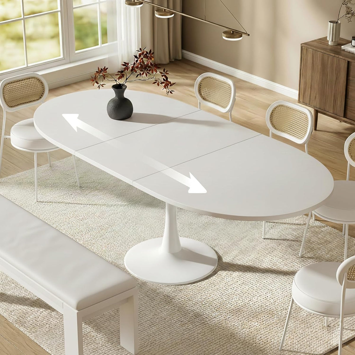 Mesa de jantar, HIYYIH, 140 × 100 × 75cm, 100 cm, 140 cm, 100 kg, madeira, painel de madeira, Branco, para uso diário