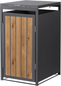 Abrigo para contentores, ML DESIGN modern living, 240L, 68 × 80 × 120 cm, aço, madeira, Antracite, para utilização no exterior