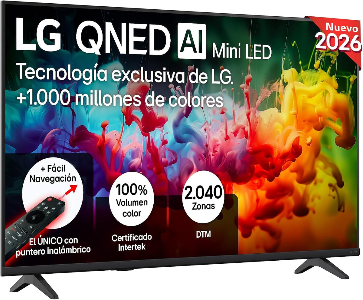 LG, Televisor, 43QNED70B6C, 12,3 kg, com iluminação LED, Multicolor, para a sala