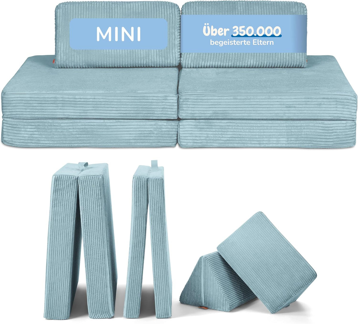 Sofá, Funzy, Mini, 46cm, 10kg, 130 × 65 × 46cm, Azul, para a sala