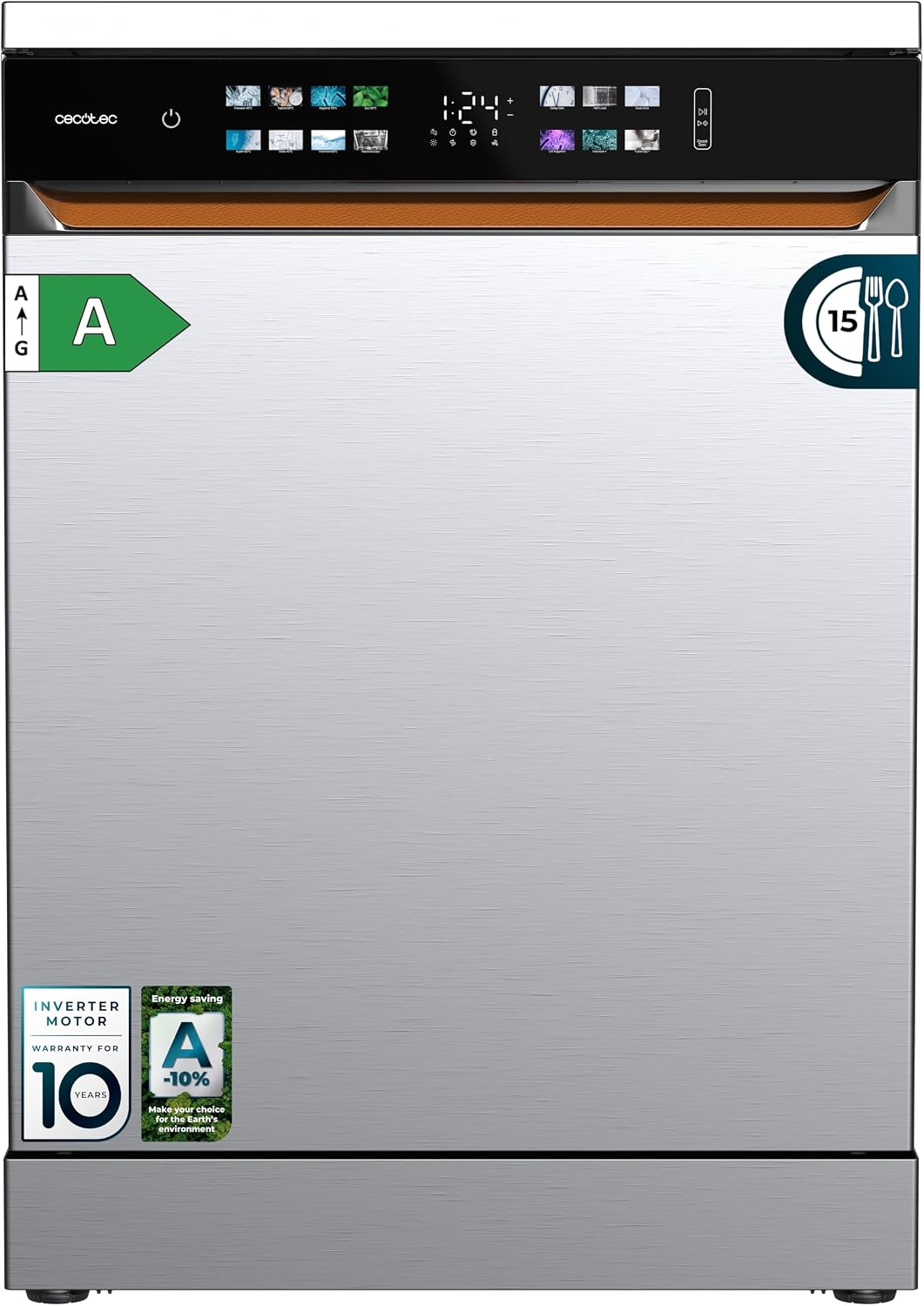 Cecotec, Máquina de lavar loiça, 60 cm, 8 Programas, Classe A, vidro, Natural, para uso diário