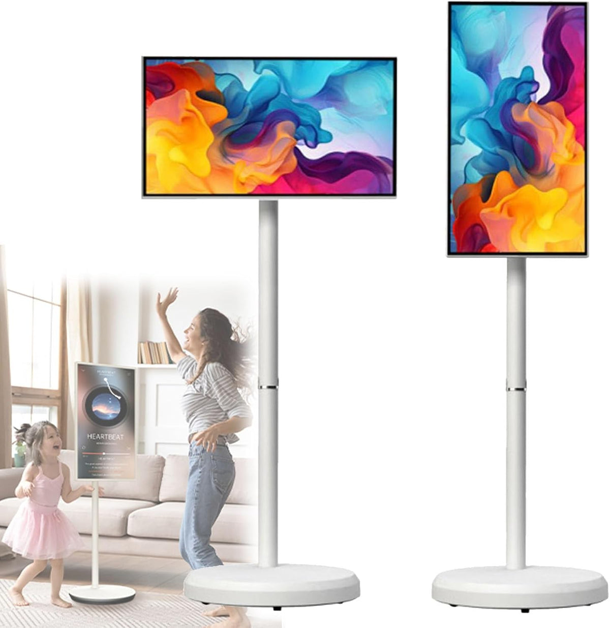 Televisor, Hydravex, 64 G, dobrável, com ecrã tátil, com controlo por aplicação, Branco, para a sala
