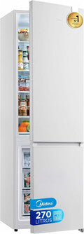 Frigorífico combinado, Midea, 55 cm, 180 cm, 199 L, 71 L, com prateleiras, Branco, para uso diário