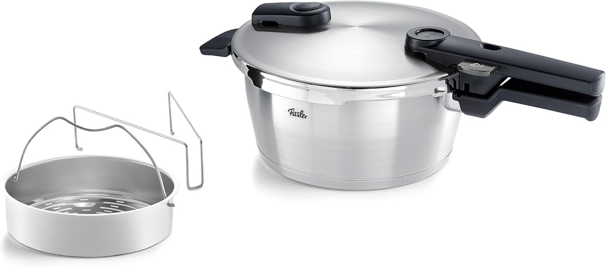 Panela de pressão, Fissler, Vitaquick, 3,5 L, 22 cm, aço inoxidável, aço, Vermelho / Verde, para a cozinha